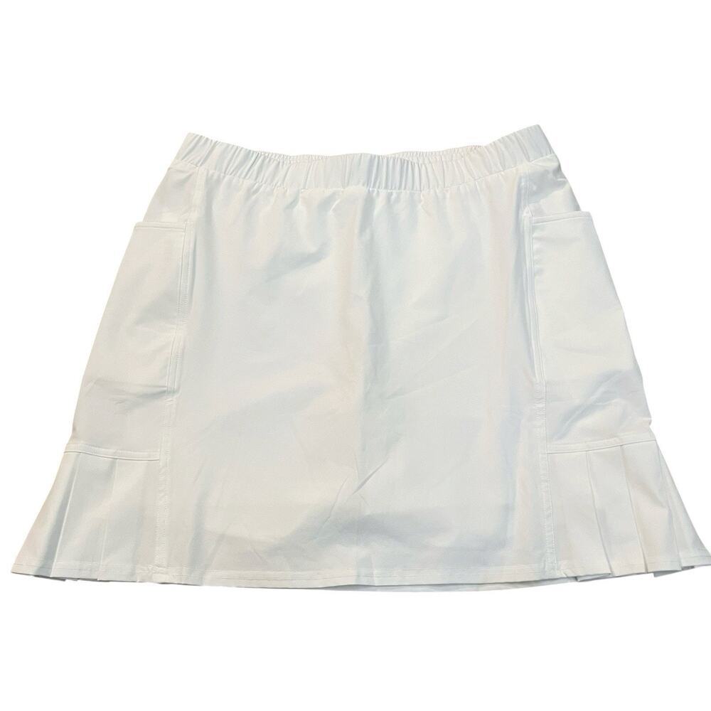 Chicos Zenergy Tennis Golf Skort Medium/1 White Pleated Sporty Athleisure Pocket
